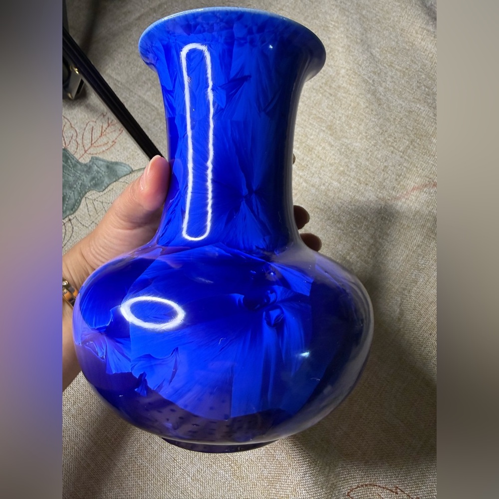 Exquisite Cobalt Blue Crystalline Glaze Studio Pottery Vase